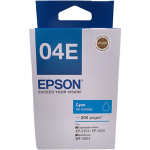Epson 04E 靛藍色原廠墨水盒 - 香港原裝行貨 Printers.com.hk