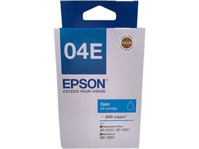 Epson 04E 靛藍色原廠墨水盒 - 香港原裝行貨 Printers.com.hk