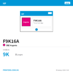 F9K16A - HP F9K16A HP 728 300-ml Magenta Ink Crtg